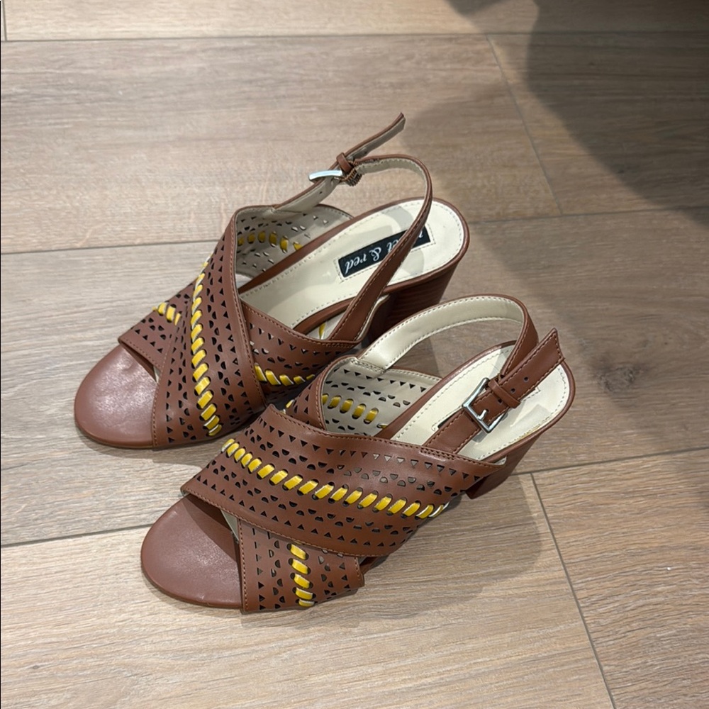 Brown and Yellow Women's Sandals